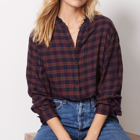 Rails Andi Navy Olive Fuchsia Plaid Button Down Long Sleeve Soft Flannel Shirt - Picture 1 of 13